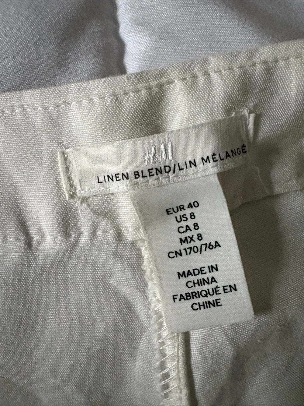 H & M Linen Blend Cream Pants